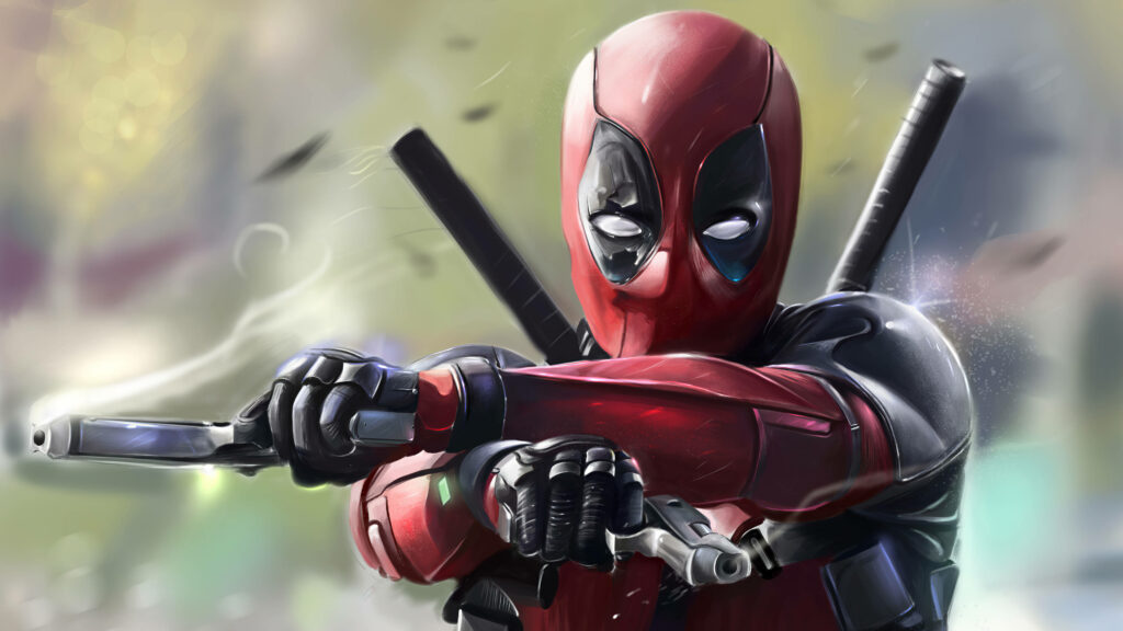 Deadpool's Epic 4k Dual-Gun Stance: Merc with Scorching Arms! Wallpaper