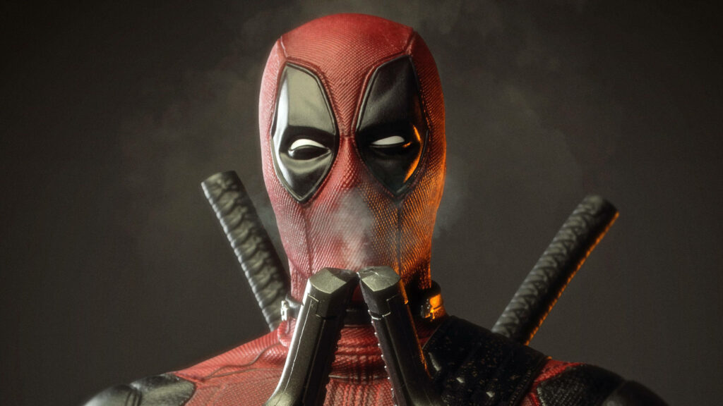Smoke-Filled Showdown: Deadpool Unleashes Dual Gunfire in Mesmerizing 4K Capture Wallpaper