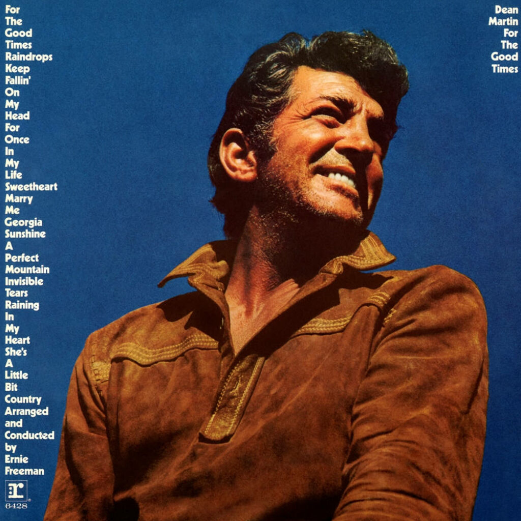 Dean Martin For The Good Times wallpaper vintage portrait brown suede jacket blue background retro style