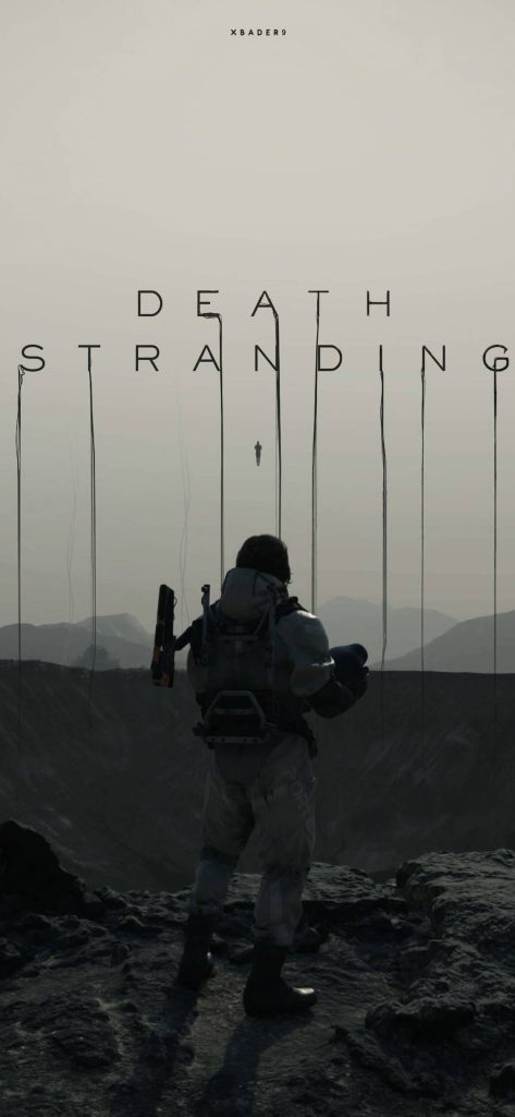 Sam Porter Bridges in foggy desolate landscape cinematic Death Stranding iPhone wallpaper background