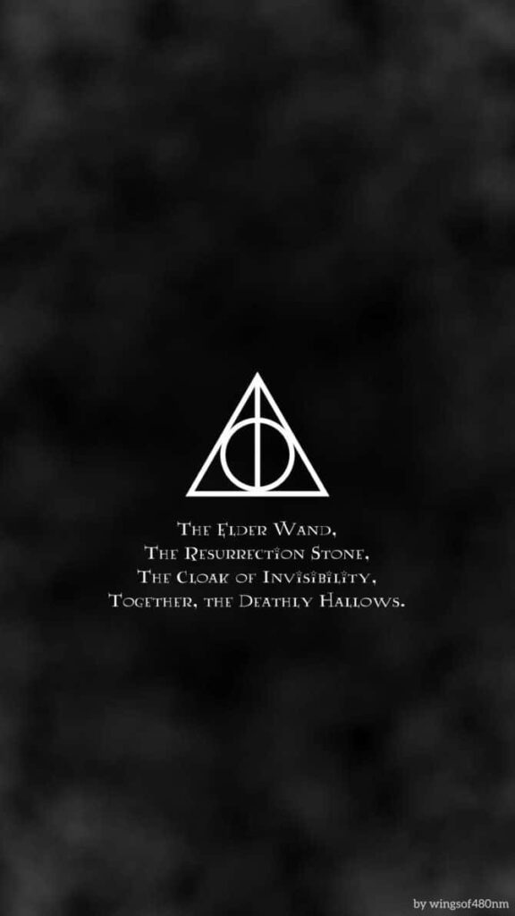 Minimalist Deathly Hallows Wallpaper in Black and White Magic
