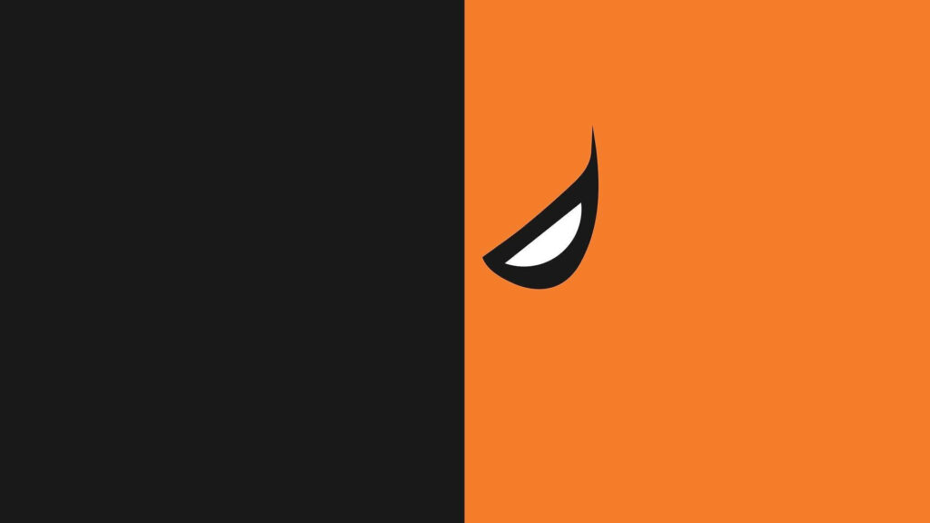 Minimalist Deathstroke wallpaper with orange black mask sharp eye DC Comics mercenary background
