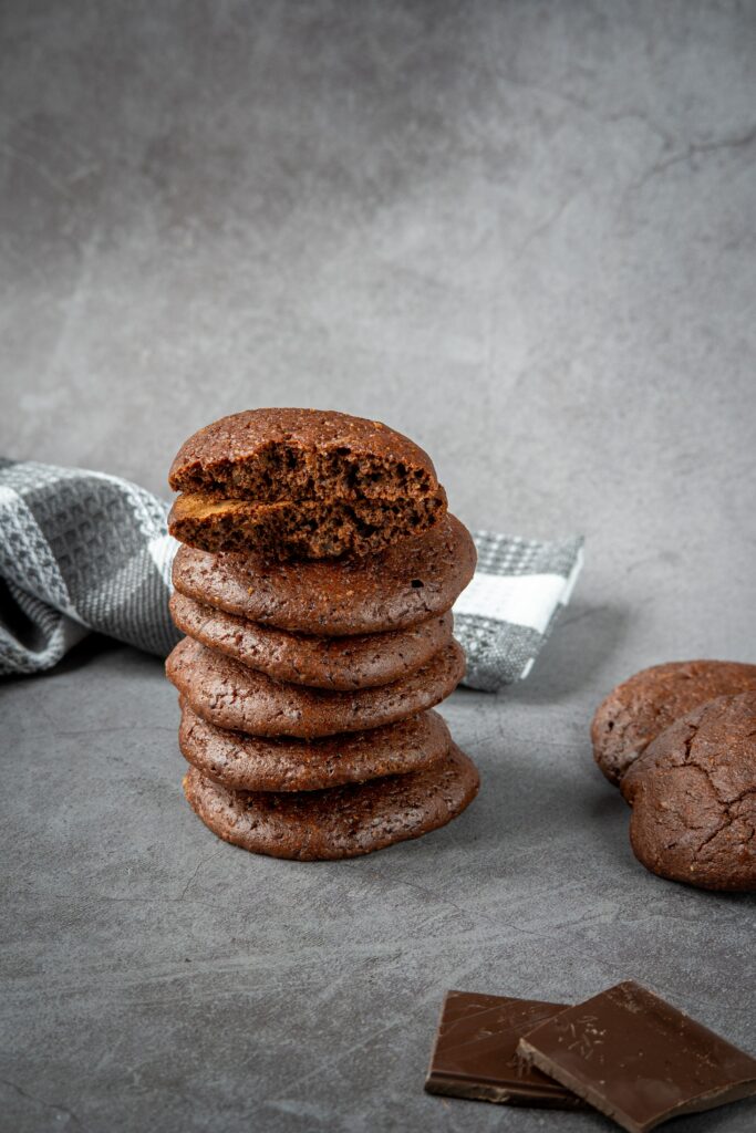 Delectable Chocolate Cookies Stack: Soft Texture & Rich Flavor Wallpaper