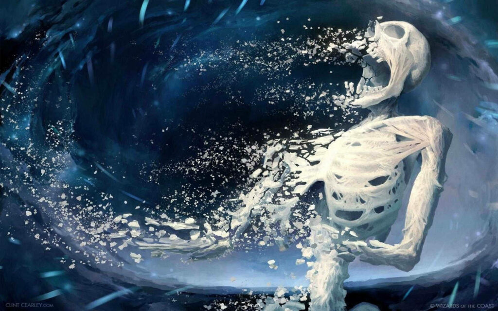 The Ephemeral Beauty of a Crumbling Skeleton - A Mesmerizing Desktop Wallpaper