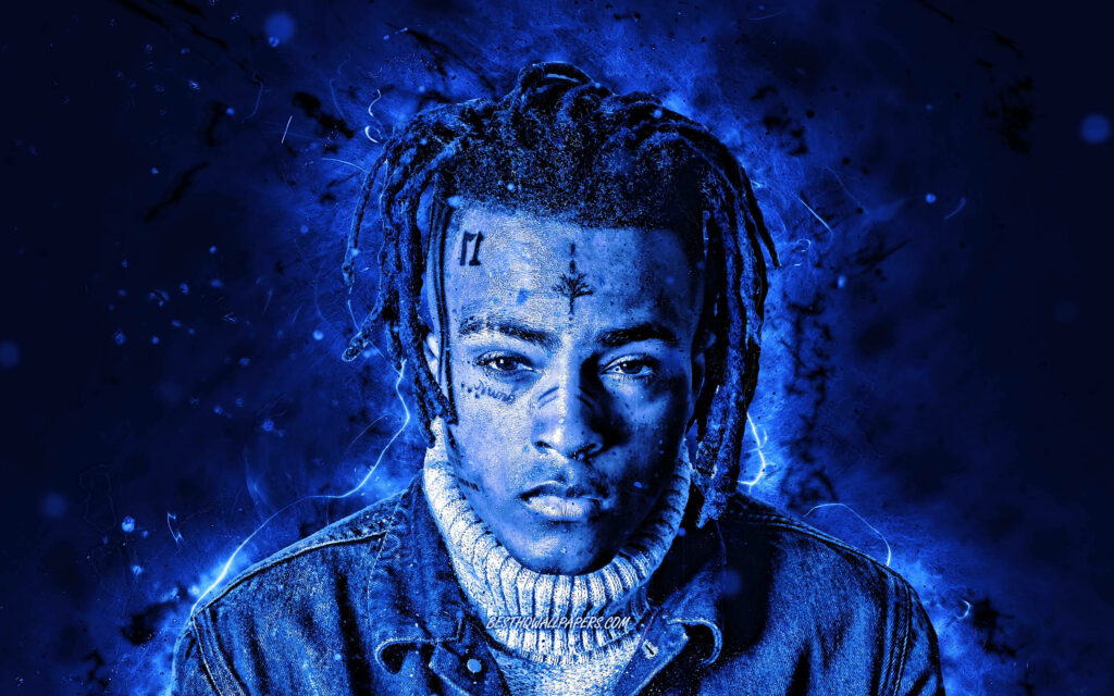 Tranquil Serenity: Xxxtentacion's All-Blue Desktop Delight Wallpaper