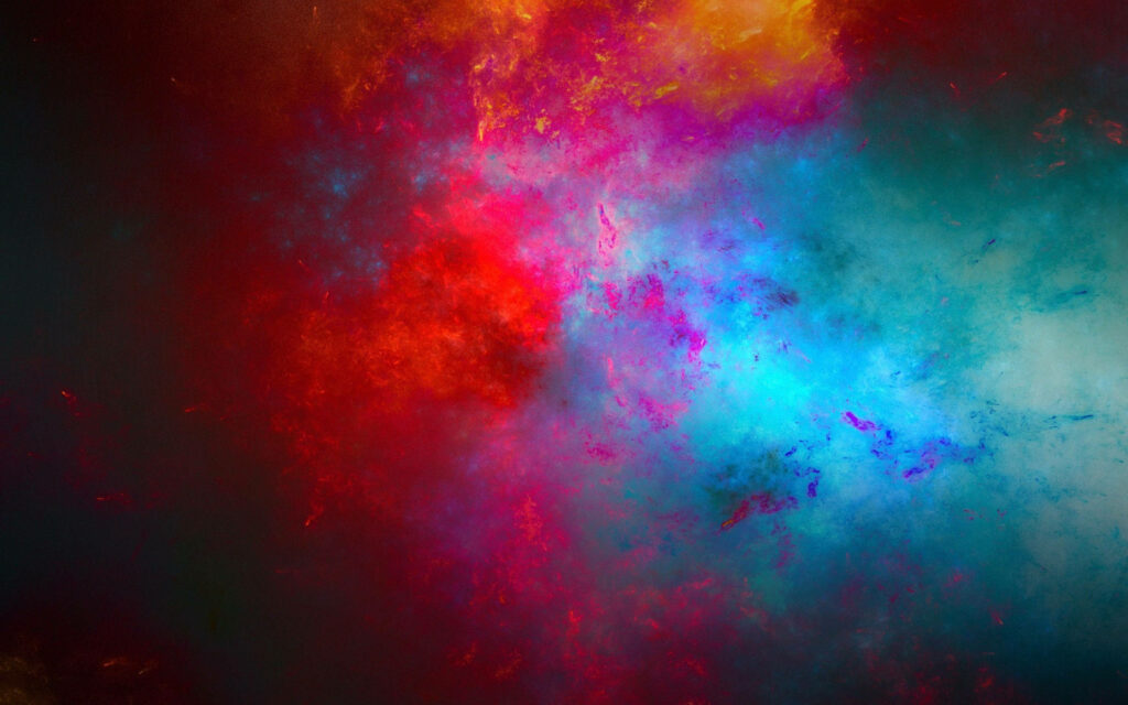 Deep Hues of Beauty: Colorful Abstract Red and Blue Clouds Wallpaper
