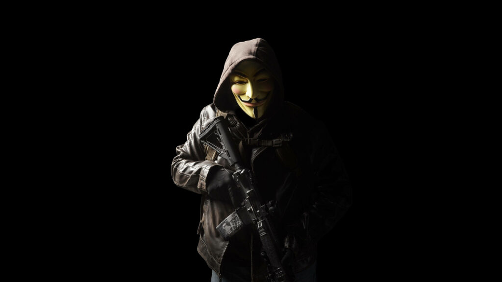 The Guardian of Liberty: A Hooded Figure Protecting Civil Rights as Wallpaper