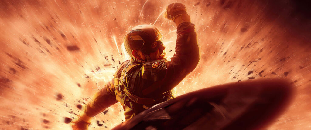 Defender of Justice: Captain America Stands Proudly in Patriotic Wallpaper