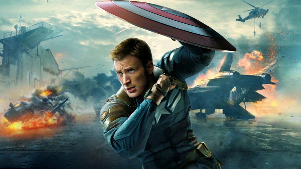 Marvel's Captain America Shield Illustration in HD Wallpaper featuring Chris Evans as Steve Rogers
