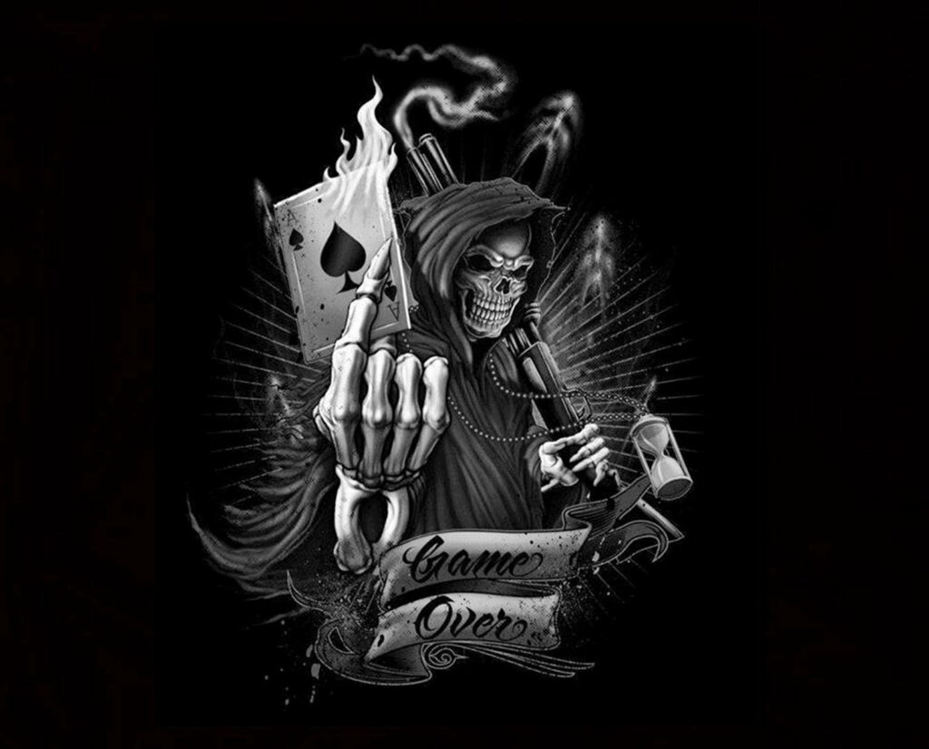 Defiant Vibes: HD Wallpaper featuring the Game Over Skull