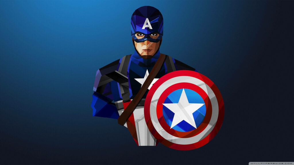 Courage Personified: Classic Captain America in Stunning Low-poly 3D Vector Artwork Wallpaper