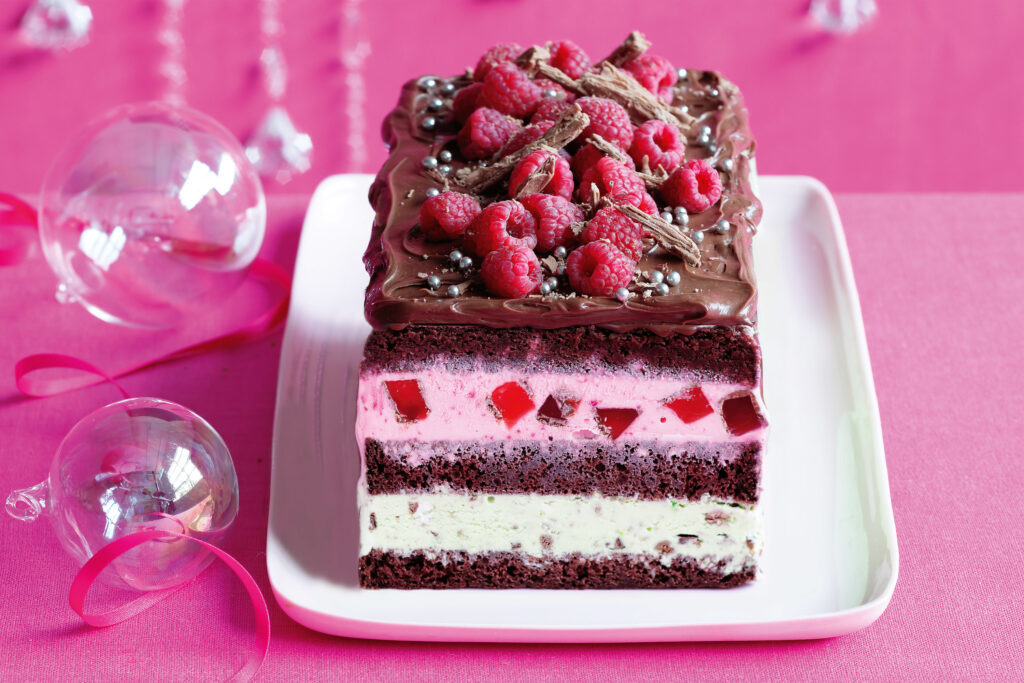 Delectable Chocolate Pastry Wallpaper with Cream & Raspberries