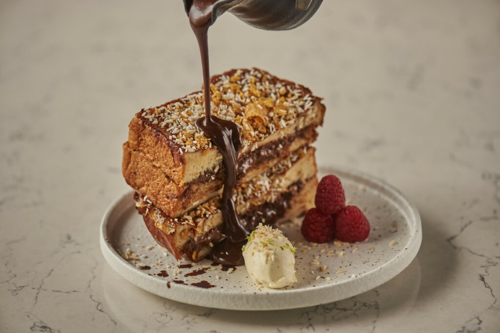 Indulgent French Toast Wallpaper with Chocolate & Fresh Raspberries