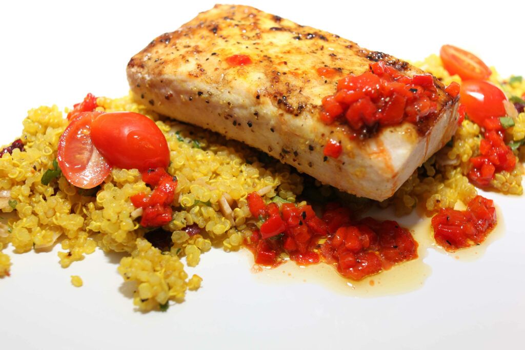 Delicious Grilled Halibut & Couscous Wallpaper Background
