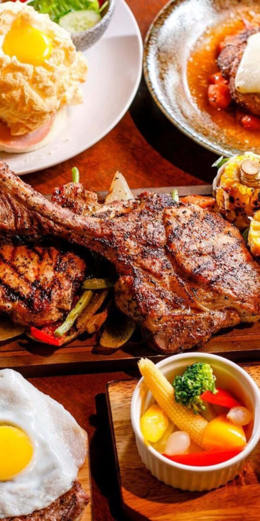 Grilled Steak & Sides: Rustic Food Display Wallpaper Background