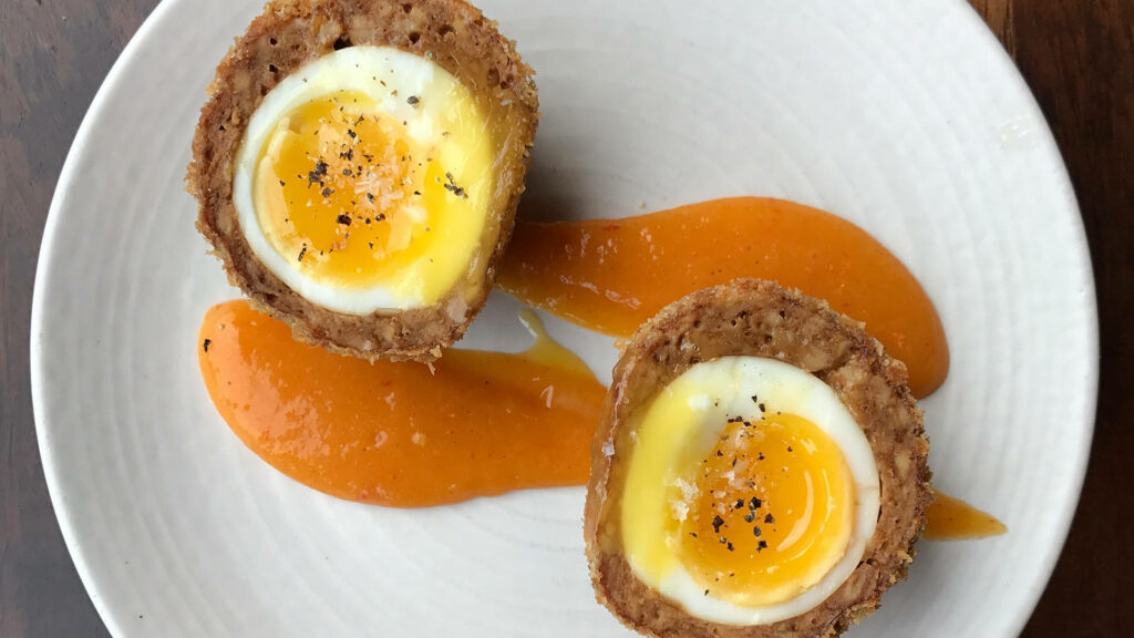 Delectable Scotch Eggs Wallpaper: Crispy Breading & Soft Yolks