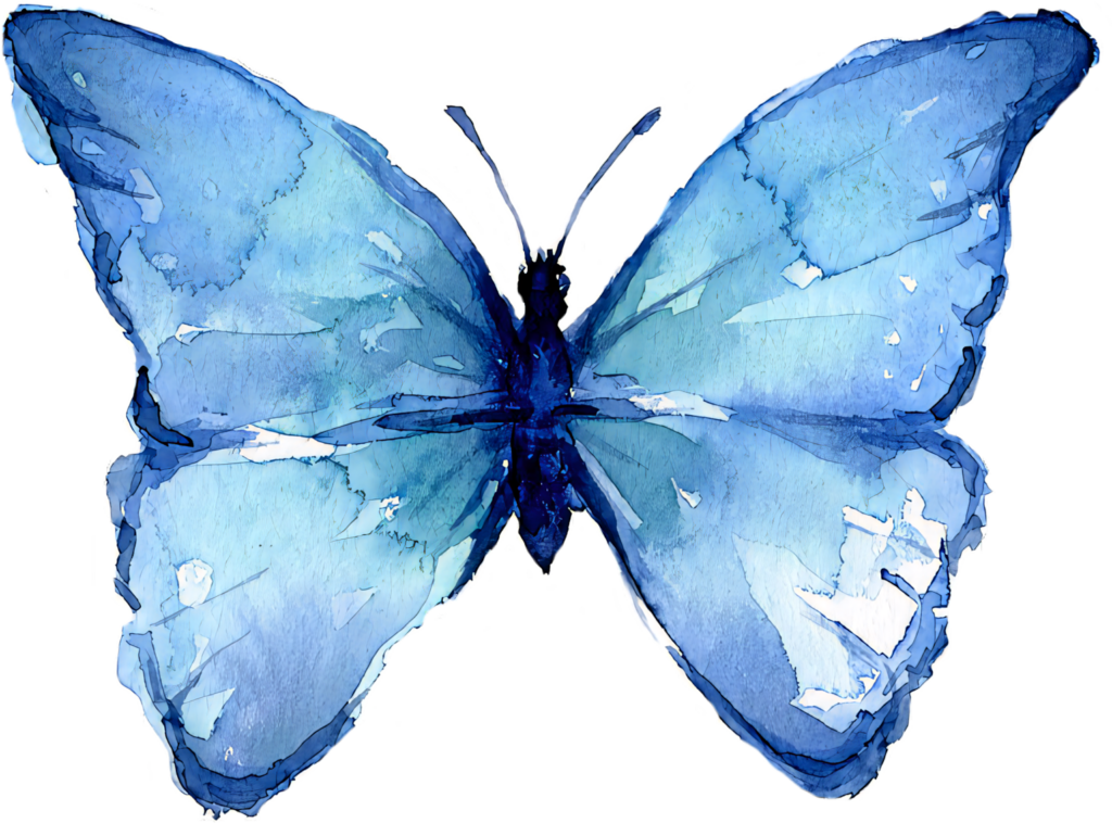 Delicate Blue Butterfly Watercolor Art | Vibrant Wallpaper Background