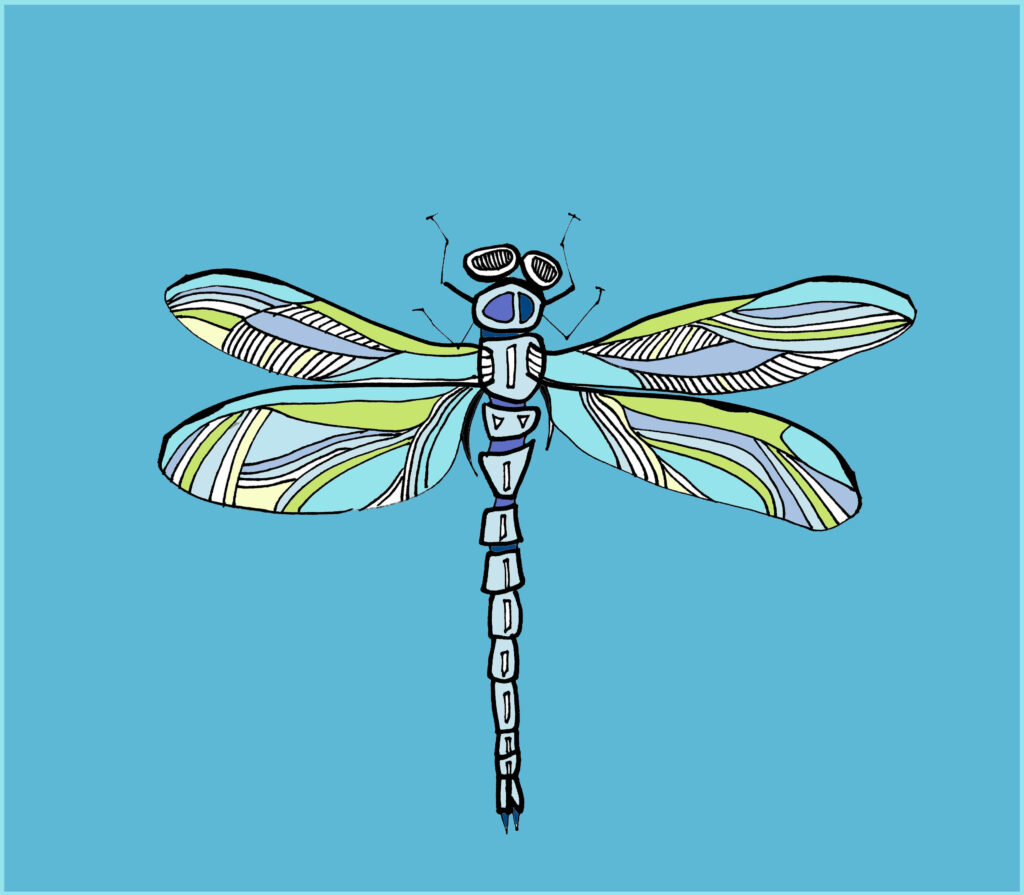 Artistic Blue Dragonfly Wallpaper: Minimalistic Vector Design