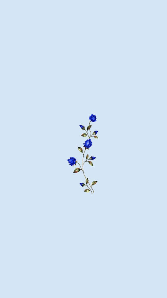 Serene Blue Flower Minimalist Wallpaper on Light Blue Background