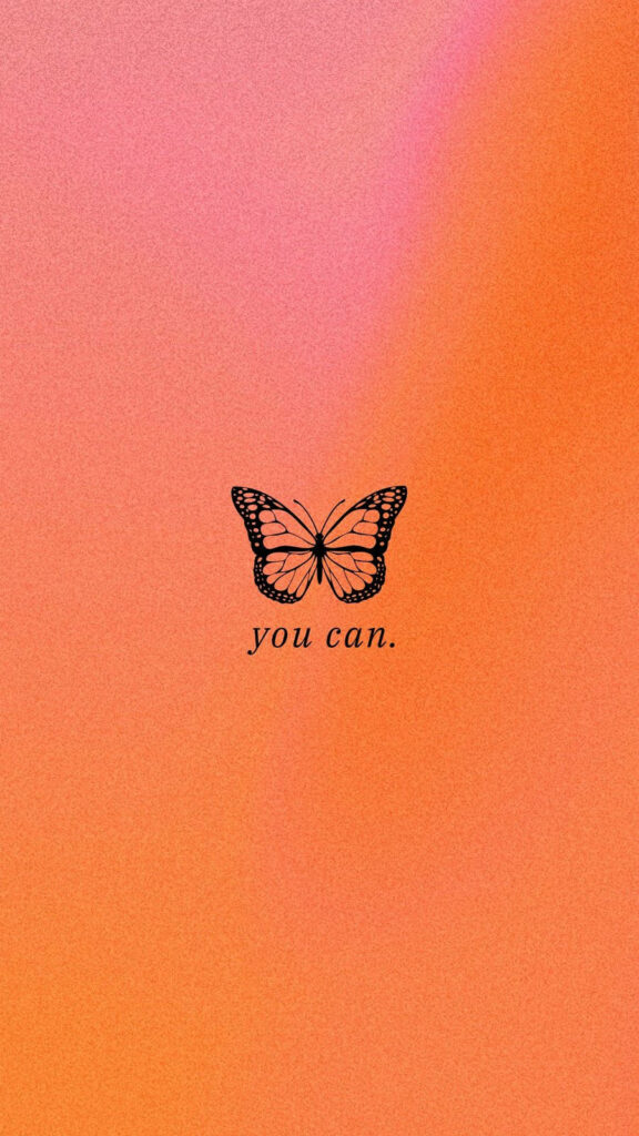 Delicate Butterfly Minimalist Wallpaper: 'You Can' in Pastel Hues