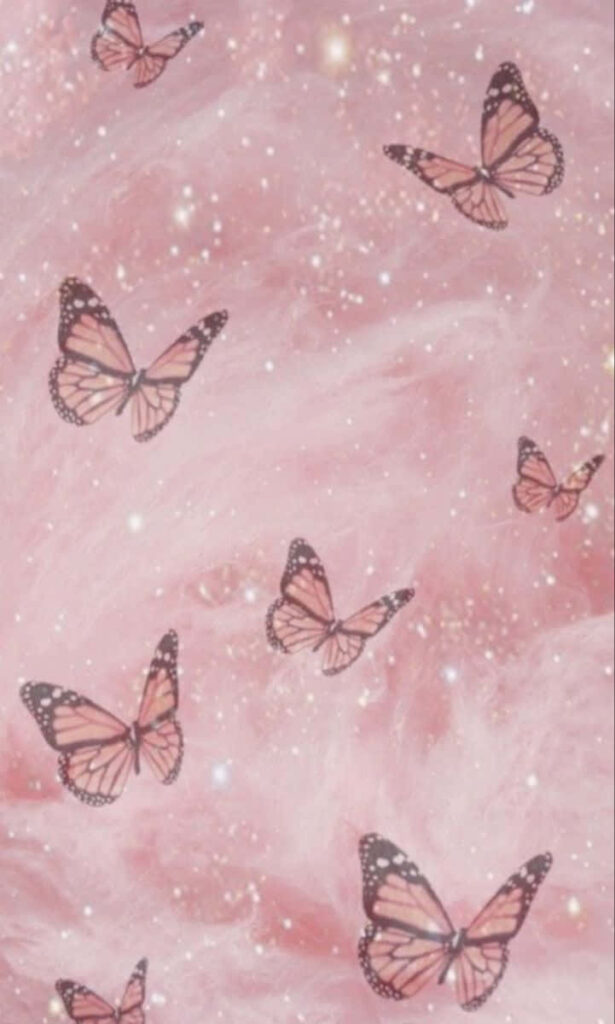 Delicate Butterfly Wallpaper Against Sparkling Pink Background