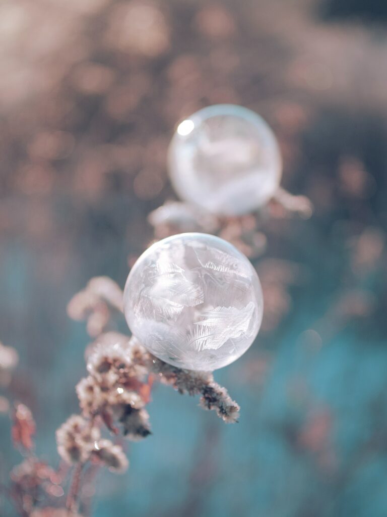 Frosted Soap Bubbles: Macro Shot with Ice Patterns Wallpaper