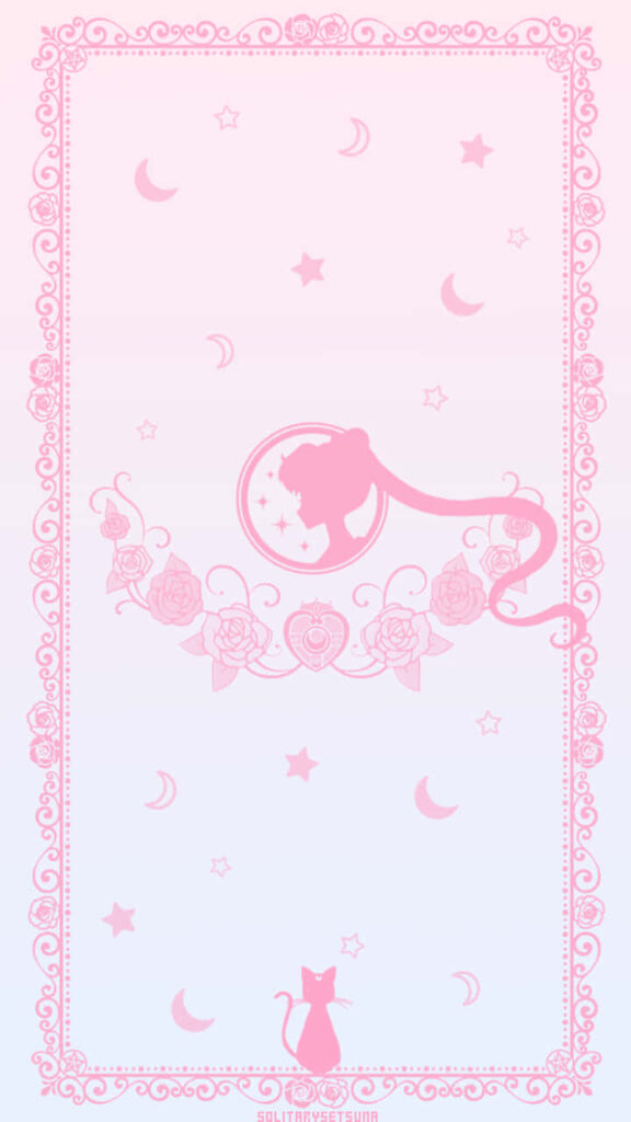 Pastel Sailor Moon Wallpaper: Elegant Silhouette & Whimsical Design