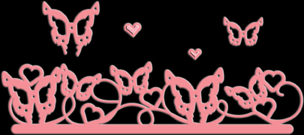 Charming Pink Butterfly & Heart Wallpaper with Intricate Patterns