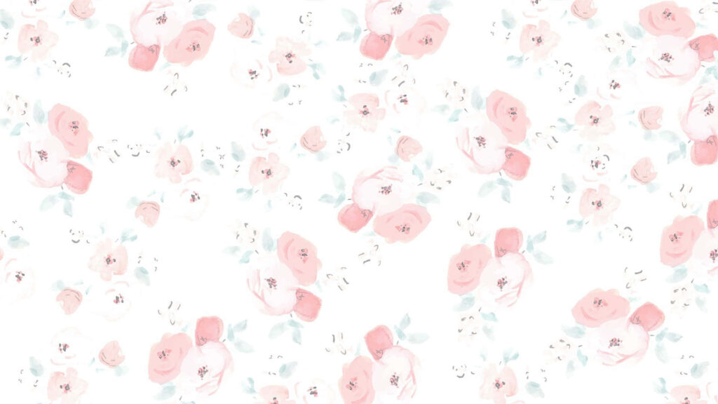 Delicate Watercolor Floral Wallpaper: Soft Pink Roses & Green Leaves