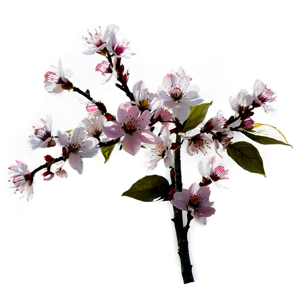 Delicate Pink & White Blossoms: Elegant Digital Artwork on Transparent Background Wallpaper