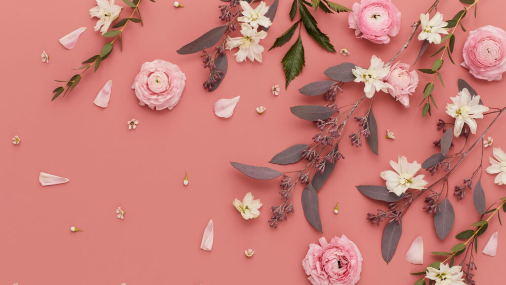Elegant Salmon Pink Floral Wallpaper for a Serene Ambiance