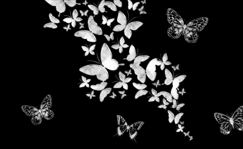 Mesmerizing Dark Wallpaper with Delicate White Butterflies