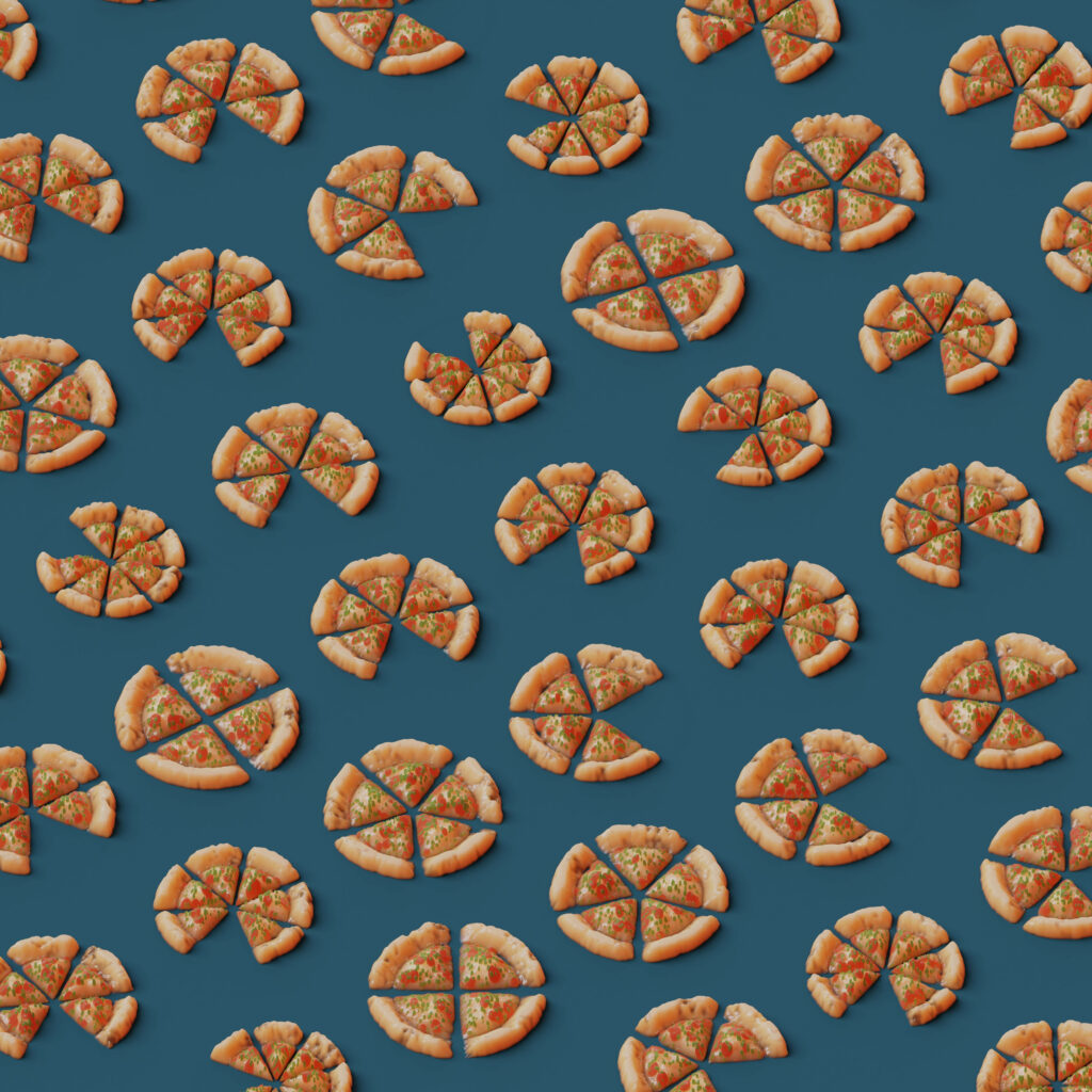 Vibrant 4K Pizza Slices Wallpaper on Bold Blue Background