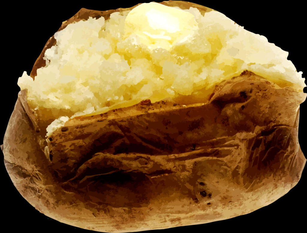 Fluffy Baked Potato with Creamy Butter - Warm Wallpaper Background