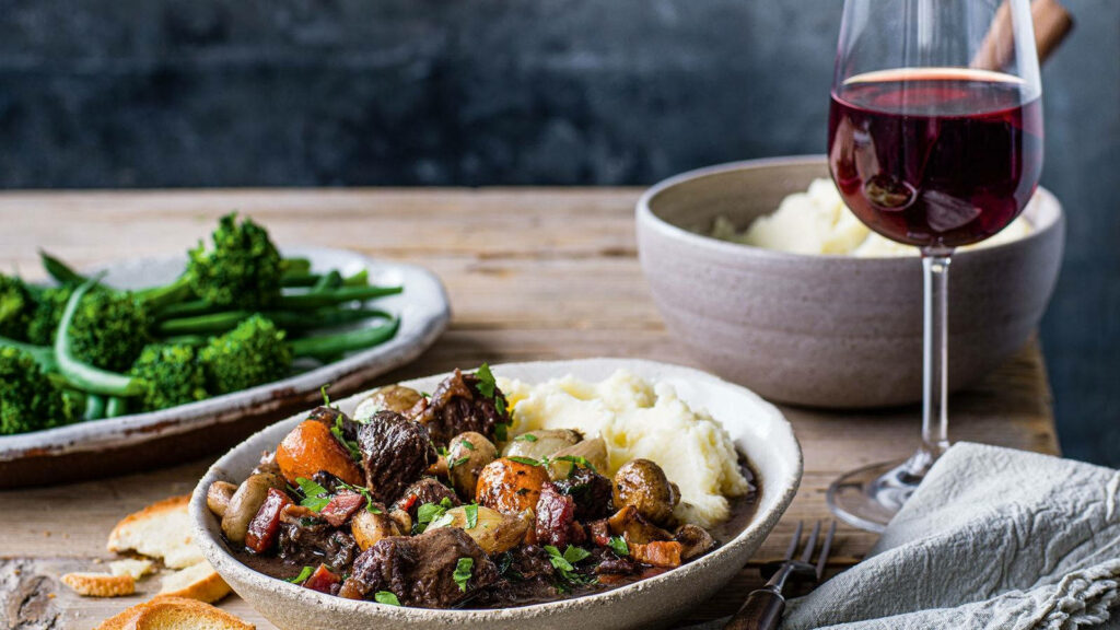Stunning Beef Bourguignon Dinner | Rustic Wallpaper Background
