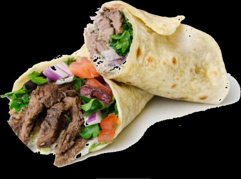 Delicious Beef Shawarma Wrap with Fresh Veggies - Wallpaper Background