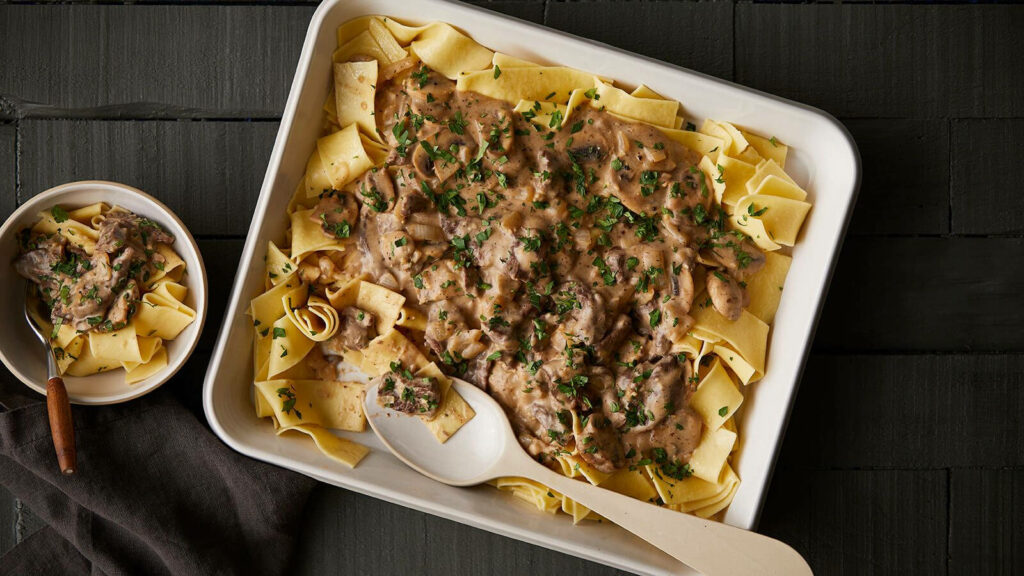 Beef Stroganoff & Pappardelle Wallpaper: Delicious Culinary Background