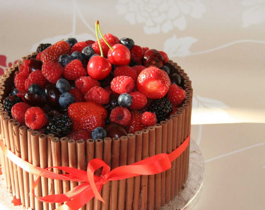 Berry Pie Delight: Cherries, Raspberries & Chocolate Decor Wallpaper