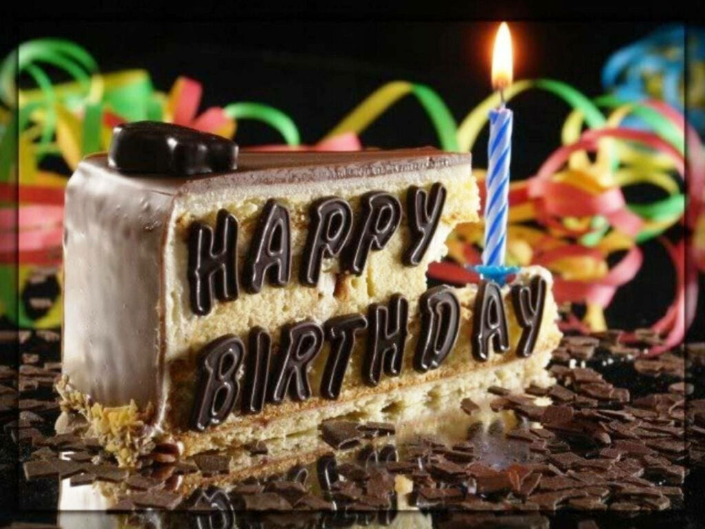 Delicious Birthday Cake Wallpaper with Chocolate Topping & Candles