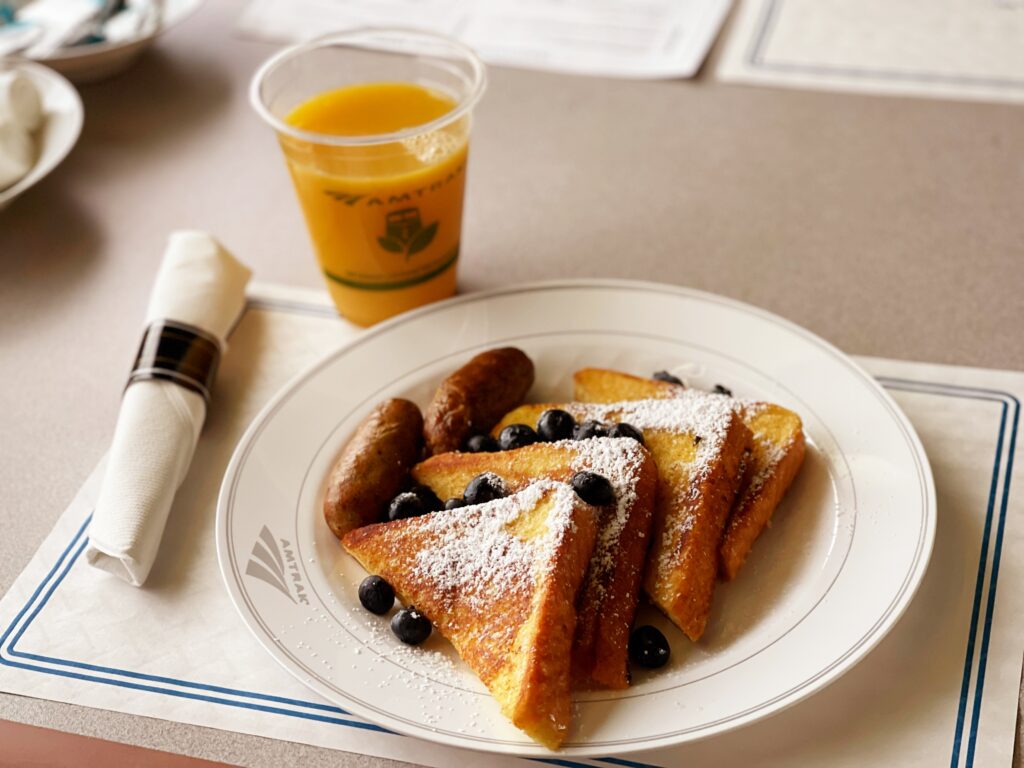 Delicious Breakfast Wallpaper: Toast, Blueberries, Sausages & Juice