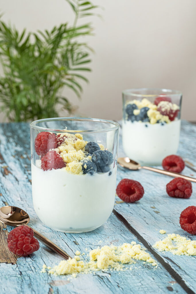 Delicious Yogurt and Berry Breakfast Wallpaper for a Serene Scene