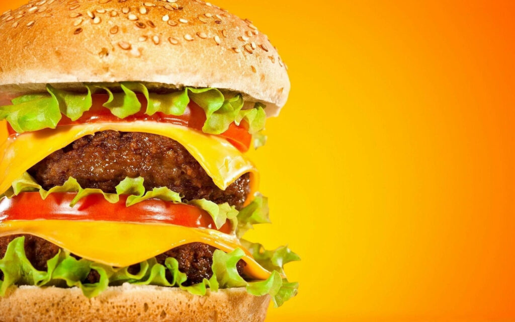Greasy Cheeseburger Wallpaper: Juicy Beef & Fresh Veggies Delight