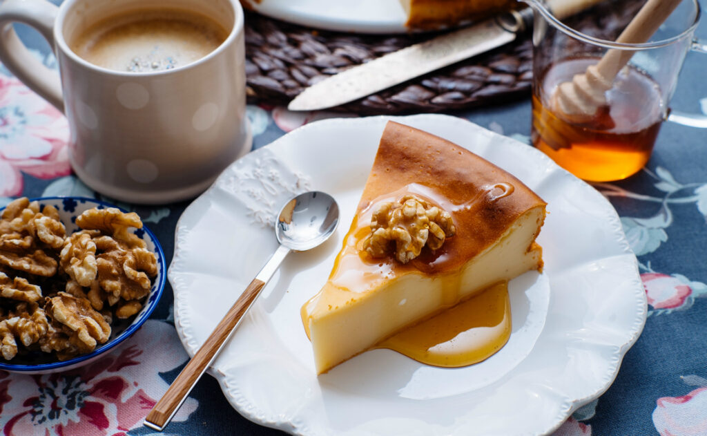 Cheesecake with Walnuts & Honey - Delightful Dessert Wallpaper