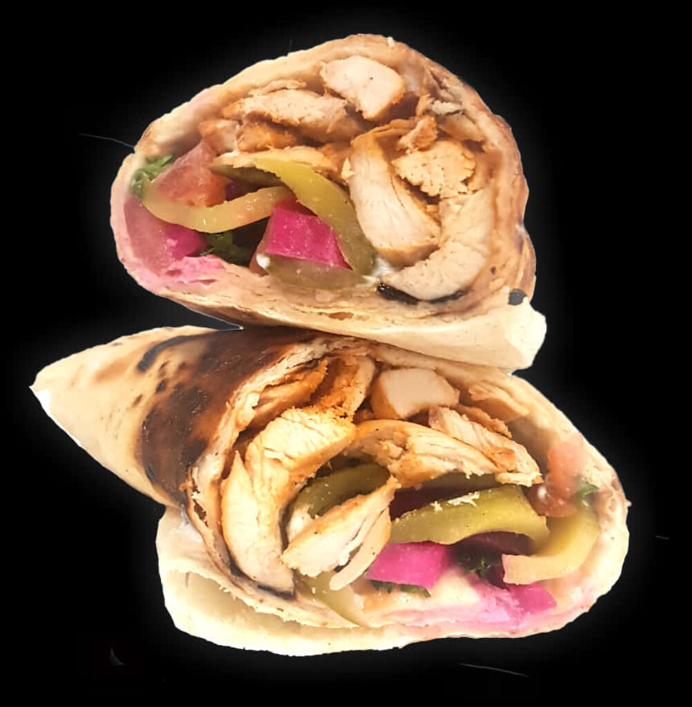 Tender Chicken Shawarma Wrap with Fresh Ingredients - Wallpaper
