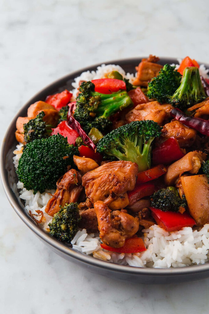 Colorful Chicken Stir-Fry with Broccoli & Rice - Lunch Wallpaper