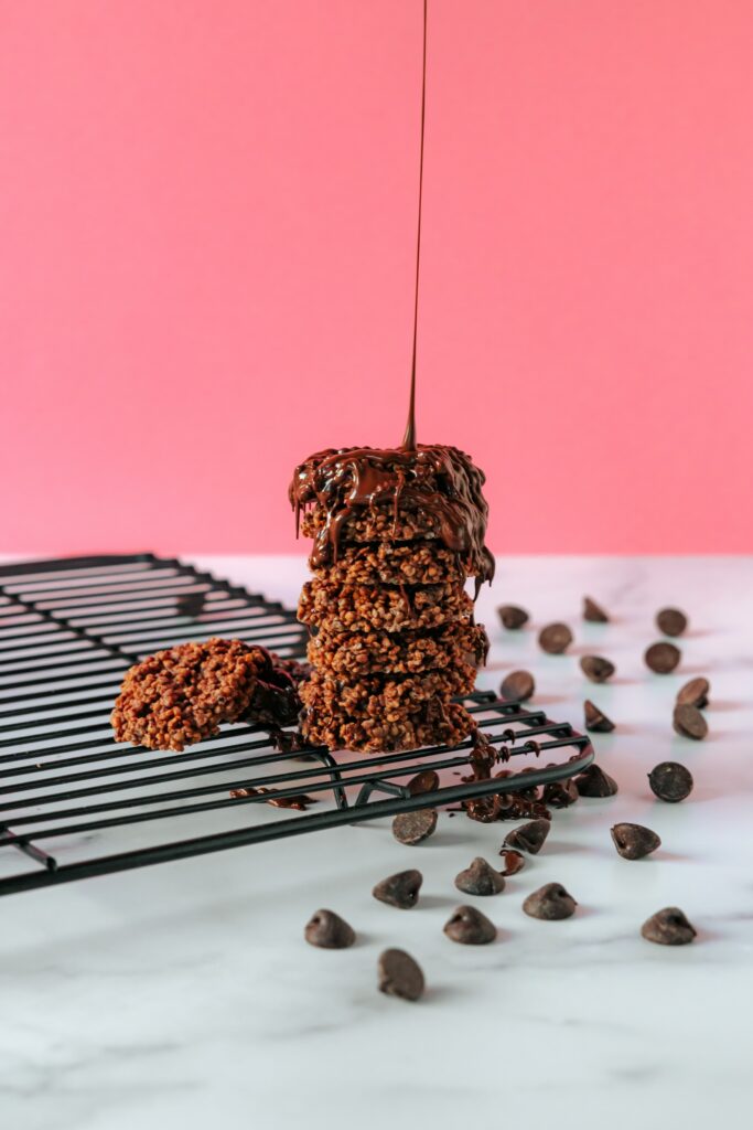 Chocolate Cookies on Cooling Rack with Pink Background Wallpaper