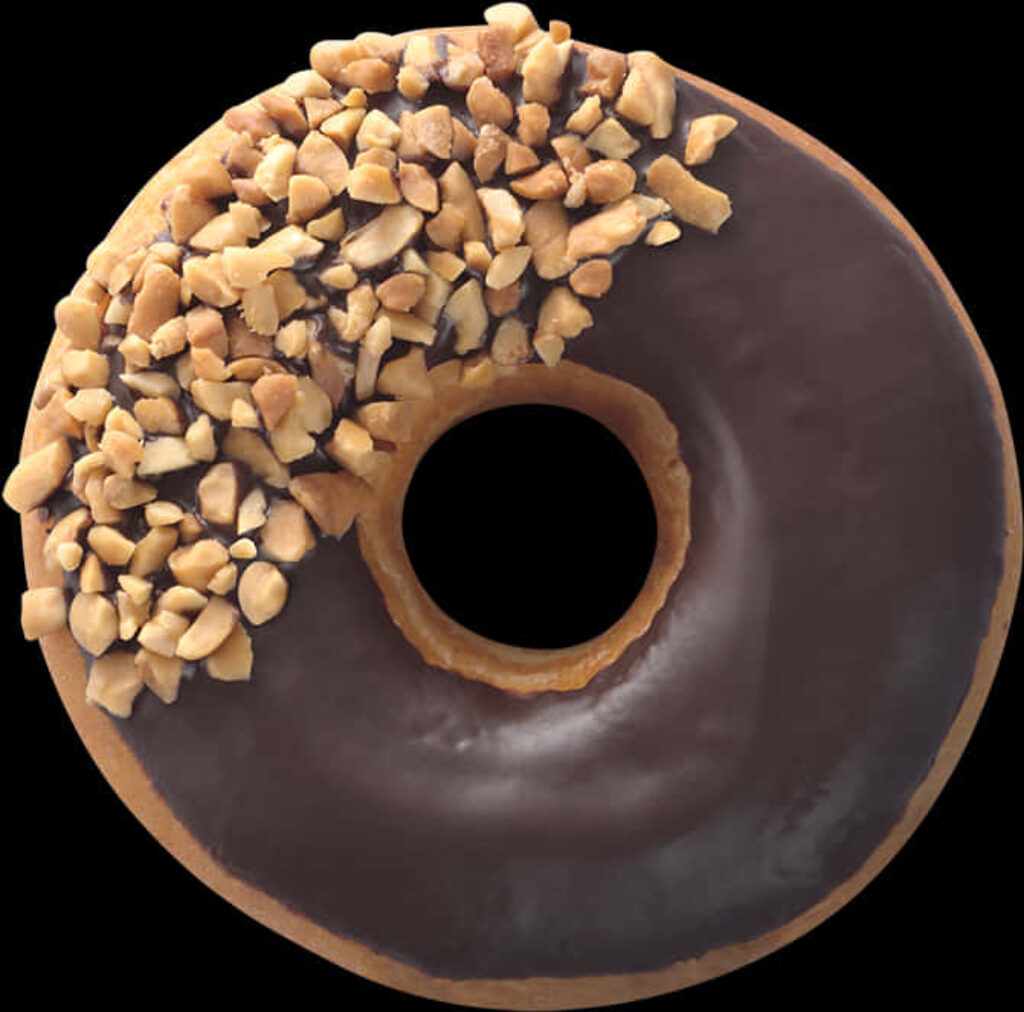 Delicious Chocolate-Glazed Donut with Peanut Topping Wallpaper