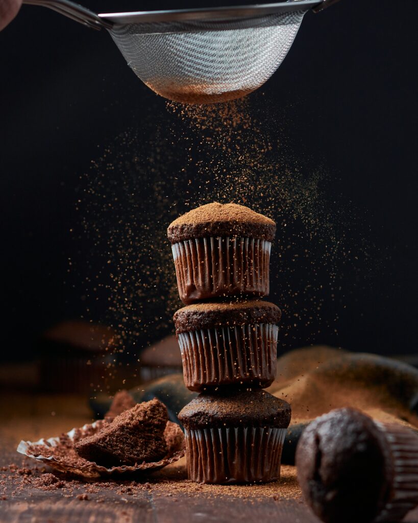 Delicious Chocolate Muffins with Cocoa Dust - Baking Wallpaper