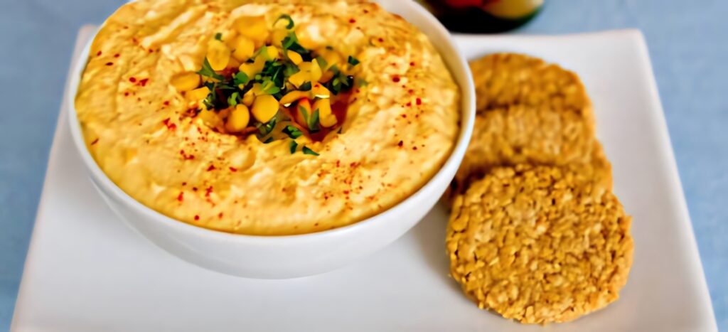 Delicious Hummus Plate with Herbs & Spices - Healthy Snack Wallpaper
