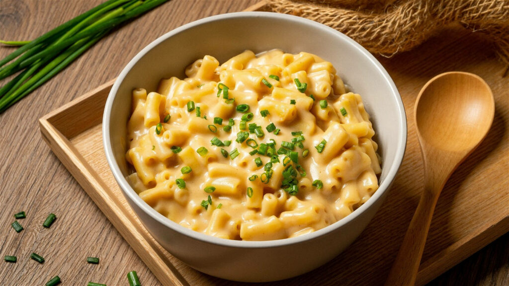 Delicious Creamy Mac and Cheese with Spring Onions - Wallpaper